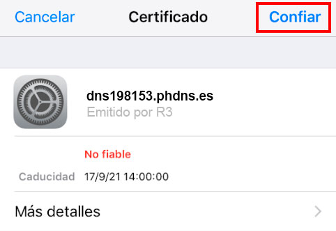 Imposible verificar identidad servidor 01